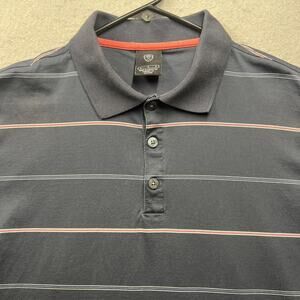 Nike Polo Shirt Mens Large Navy Stripe Golf Performance Short Sleeve Cotton